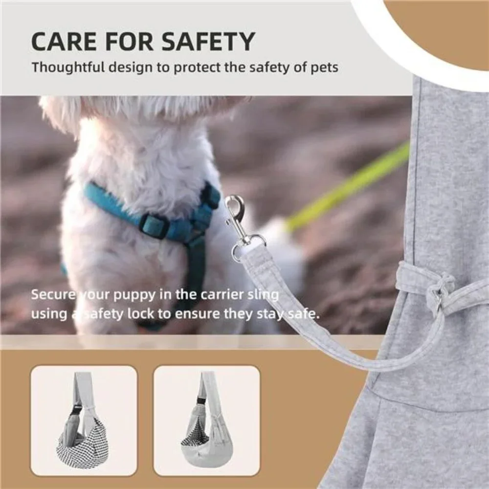 Adjustable Dog Carrier Sling - Hand-Free Dog Carriers for Small Dogs and Cats,
